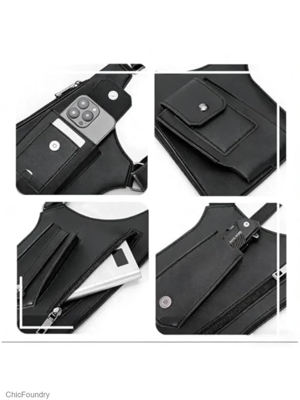 Unisex Premium Leather Shoulder Bag - Adjustable Anti Pickpocket Hidden